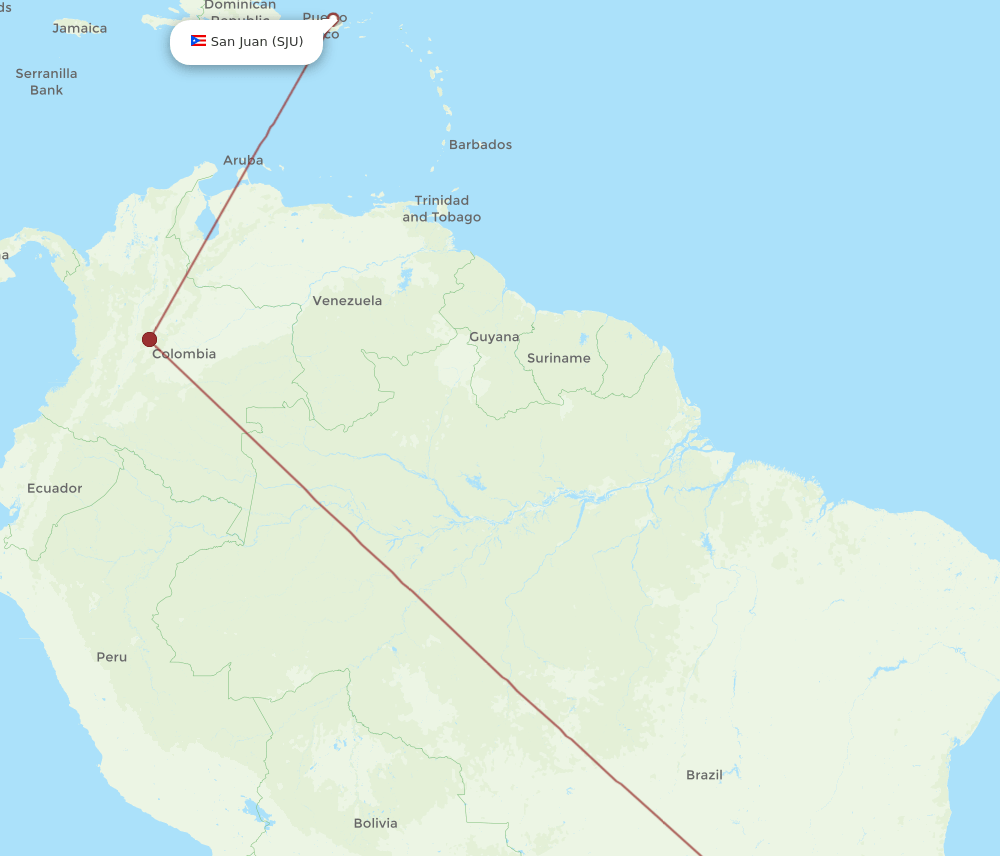 SJU to GIG flights and routes map