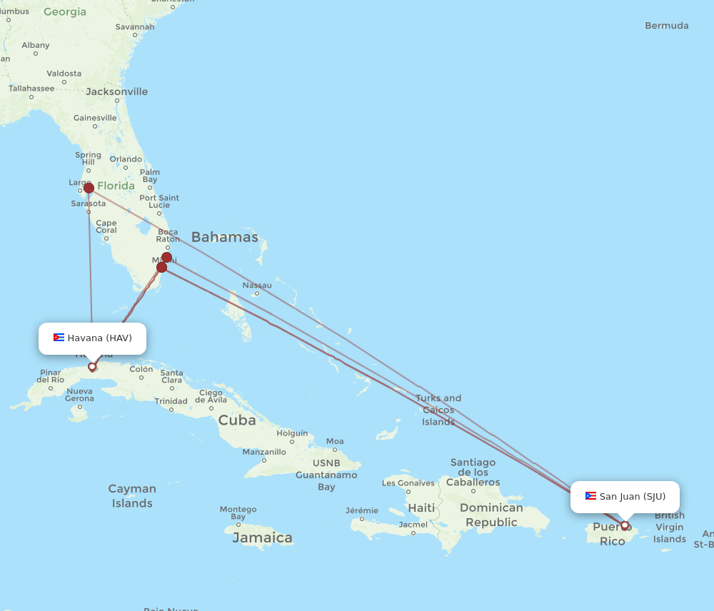 SJU-HAV flight routes