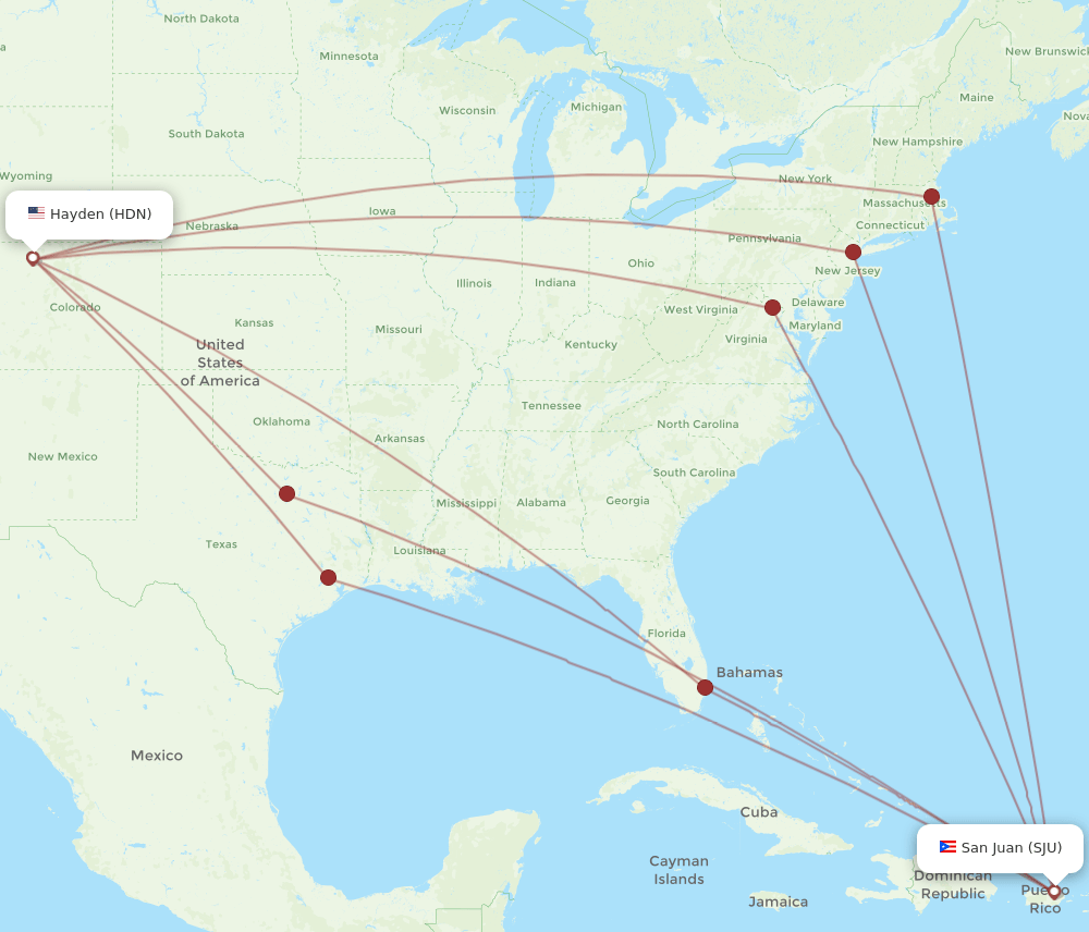 SJU-HDN flight routes