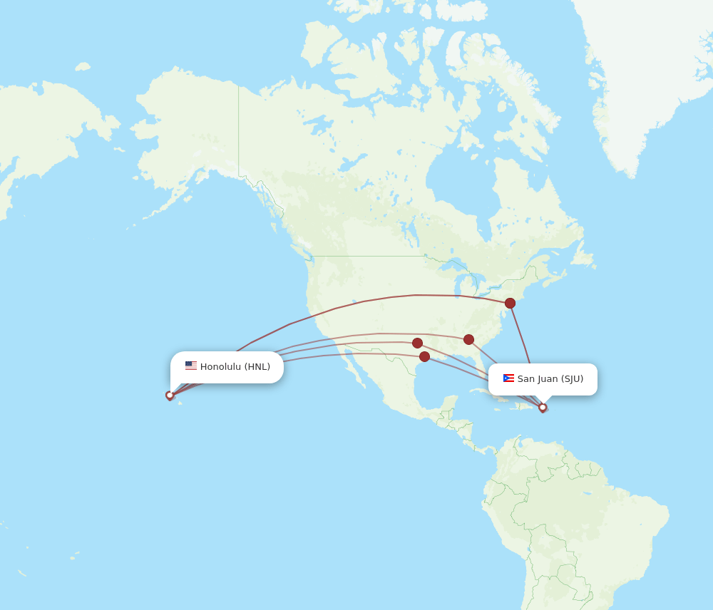 SJU-HNL flight routes