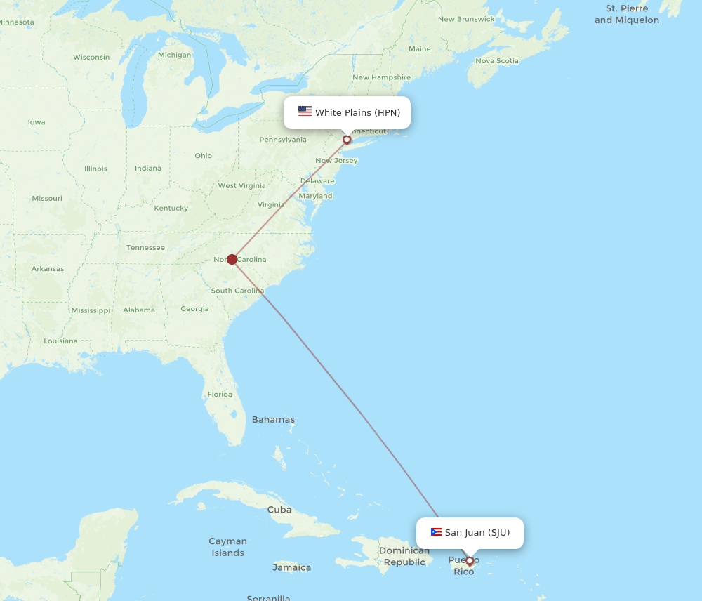 SJU-HPN flight routes