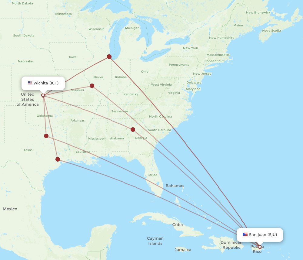 SJU-ICT flight routes