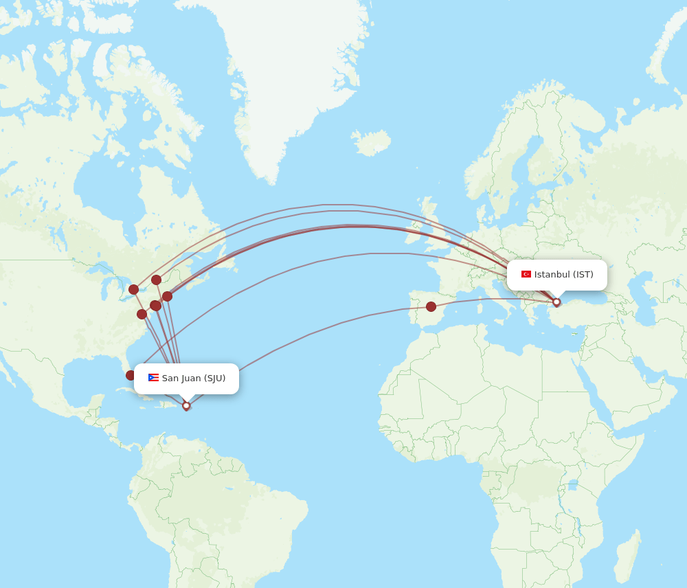 SJU-IST flight routes