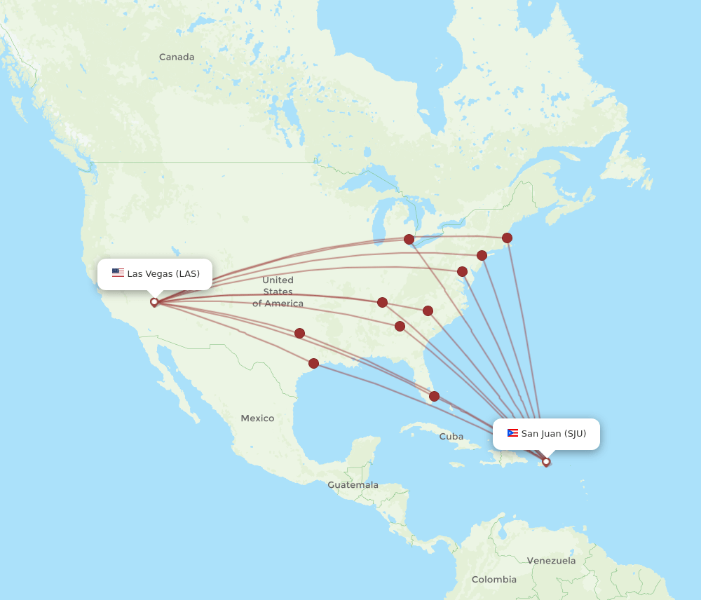 SJU-LAS flight routes