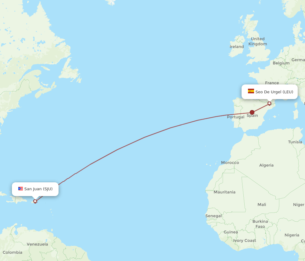 LEU to SJU flights and routes map