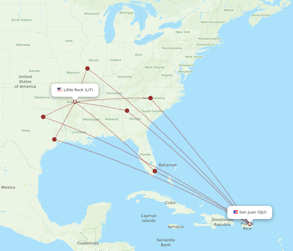 SJU-LIT flight routes