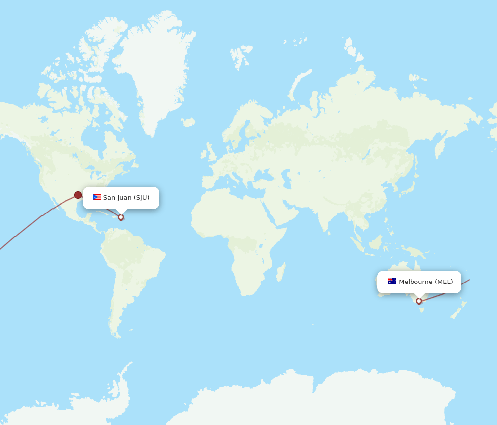 SJU-MEL flight routes