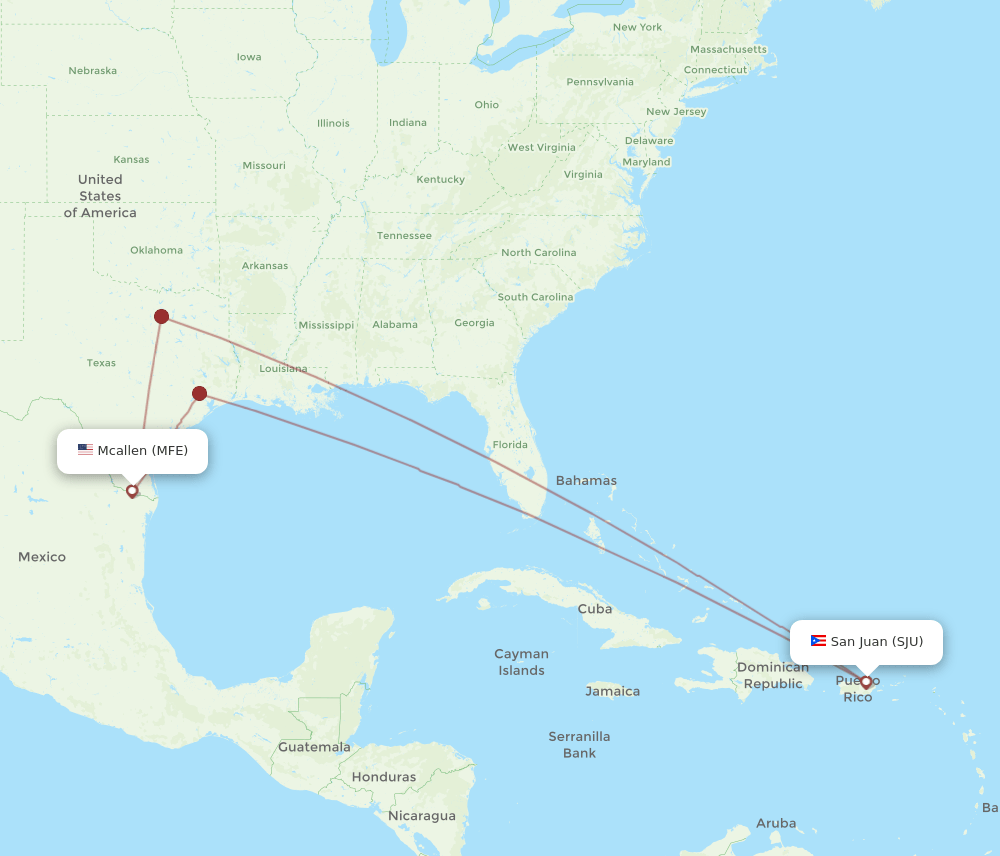 SJU-MFE flight routes