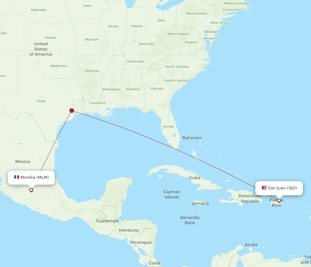 San Juan - Morelia route map and flight paths