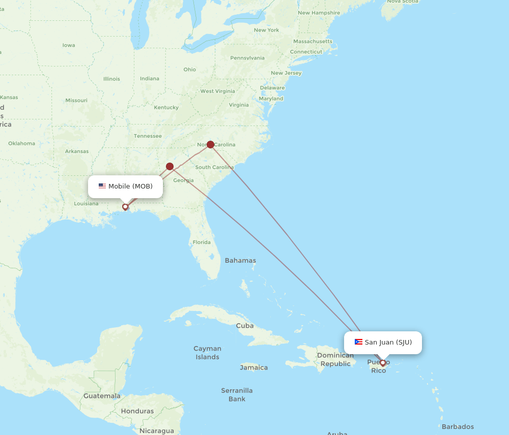 SJU-MOB flight routes