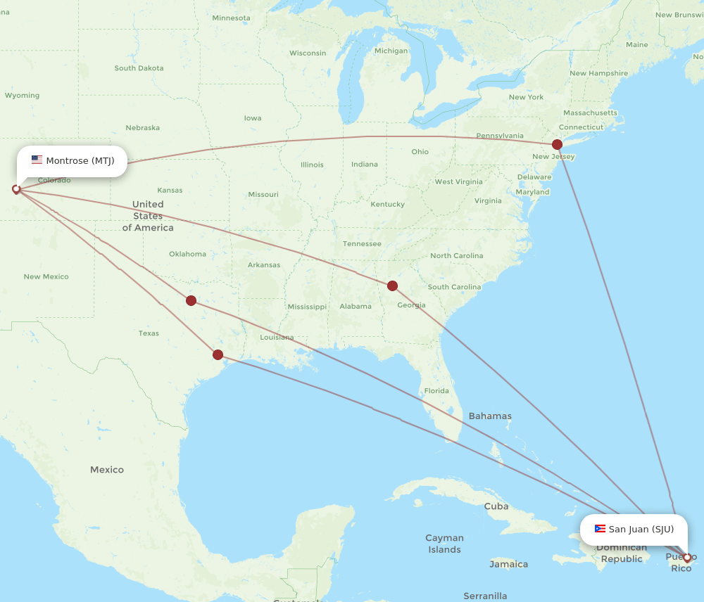 SJU-MTJ flight routes