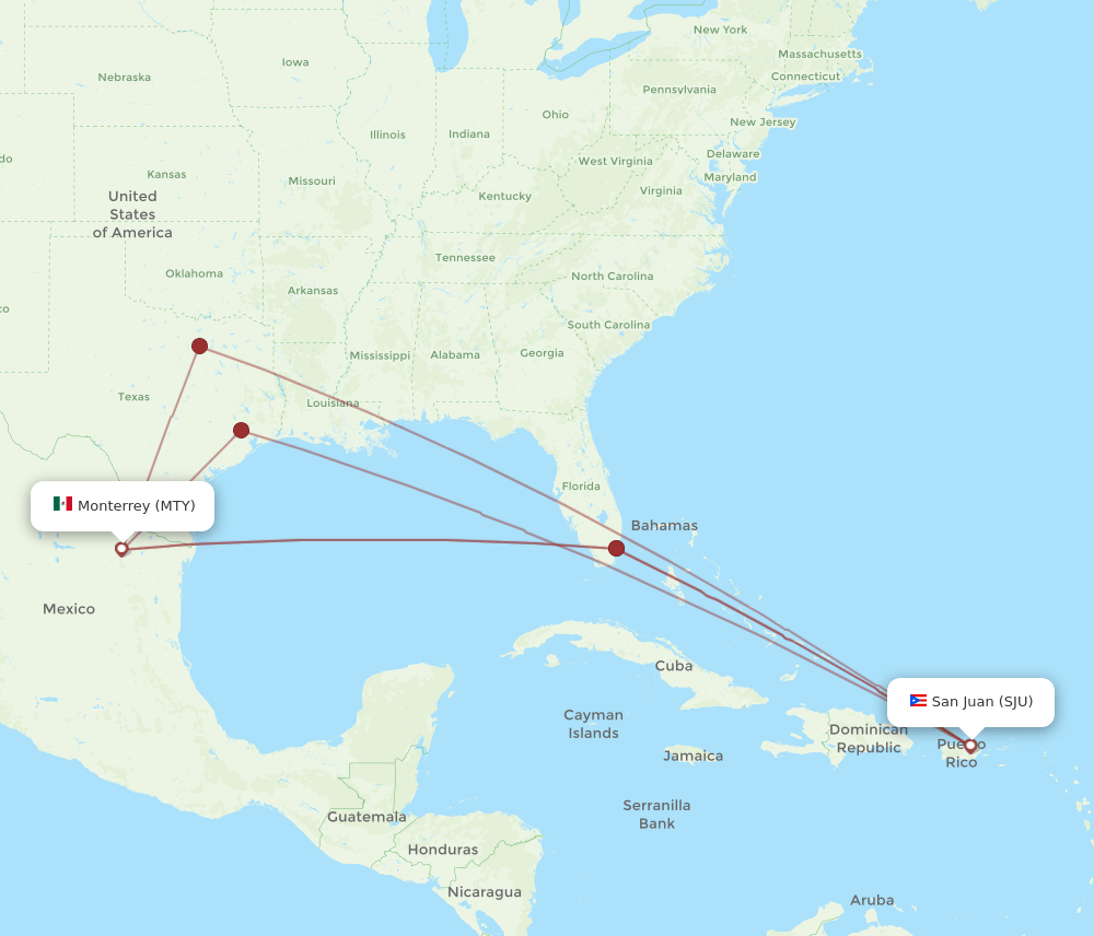 SJU-MTY flight routes