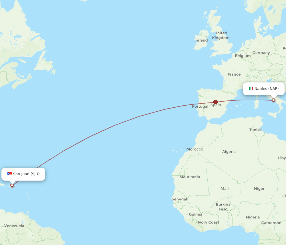 SJU-NAP flight routes