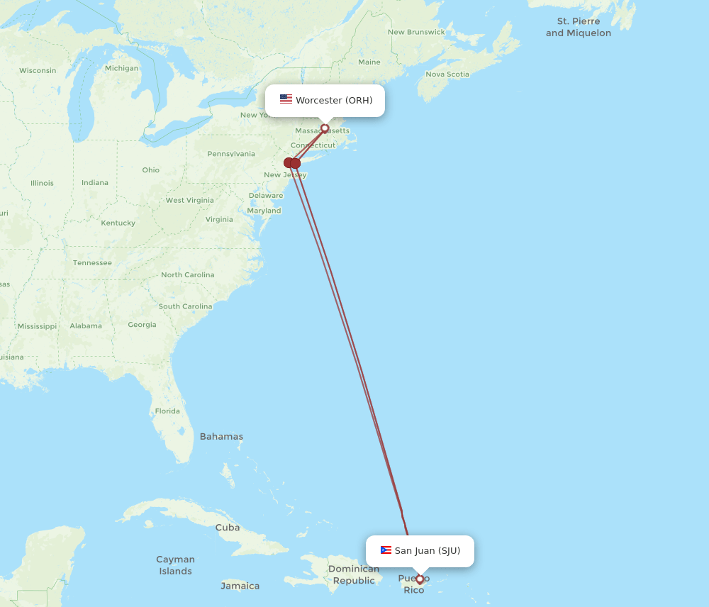SJU-ORH flight routes