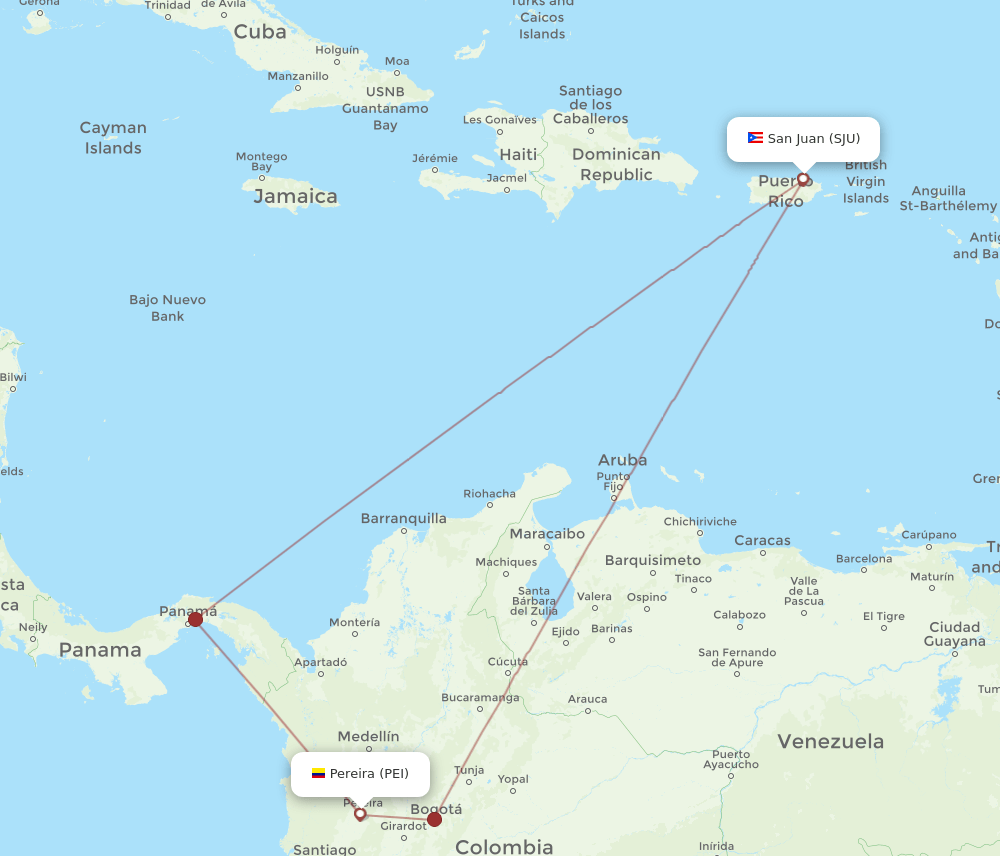 SJU-PEI flight routes