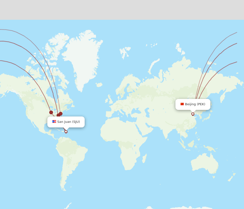 SJU-PEK flight routes