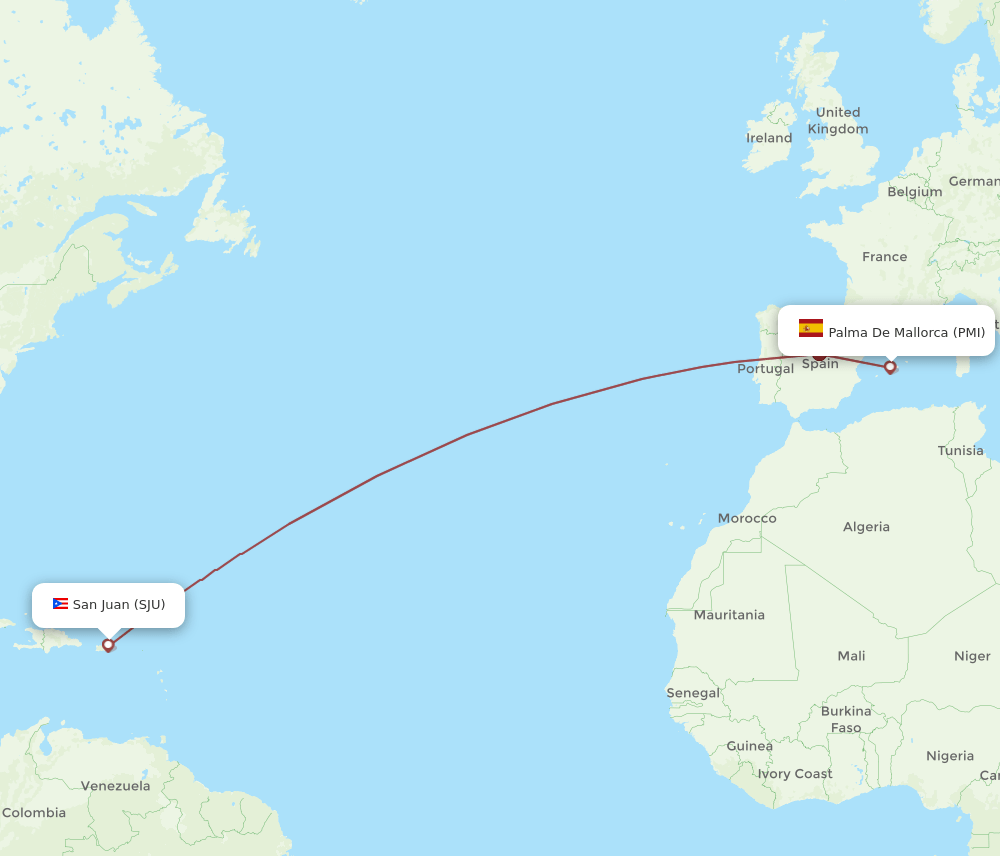 SJU-PMI flight routes