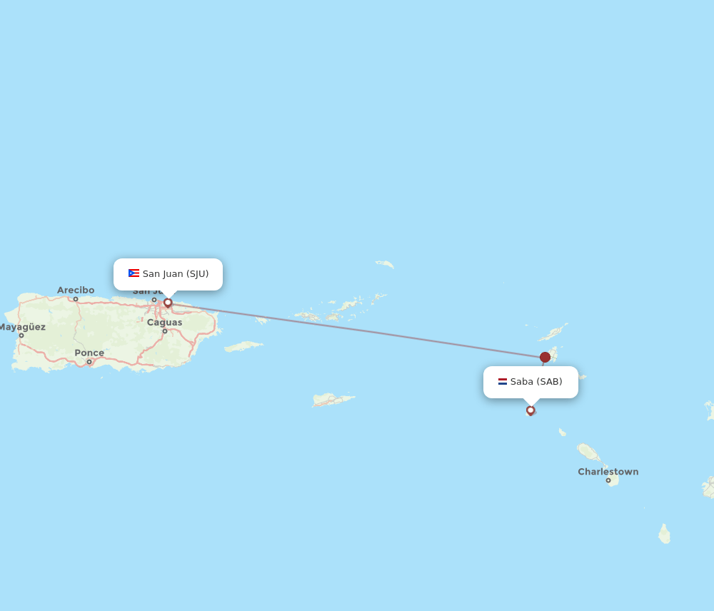 SJU-SAB flight routes