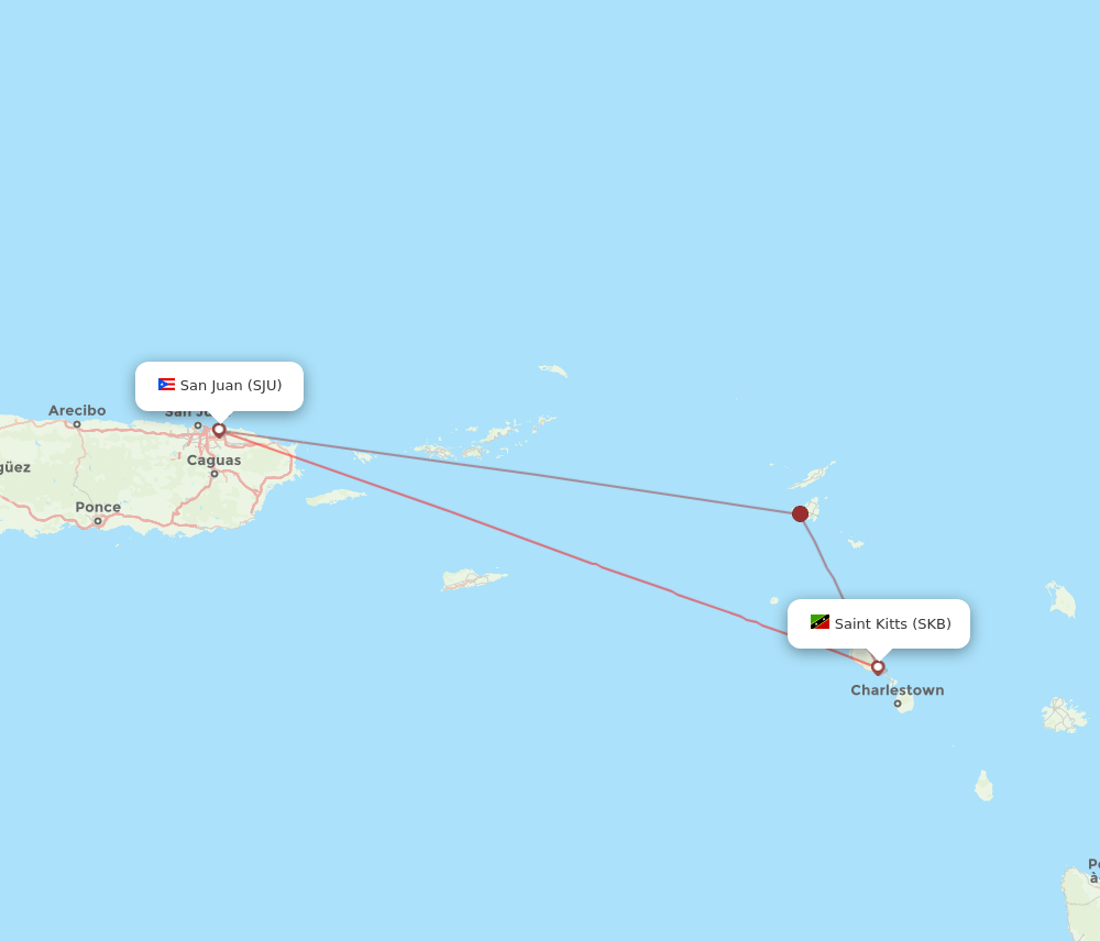 SJU to SKB flights and routes map