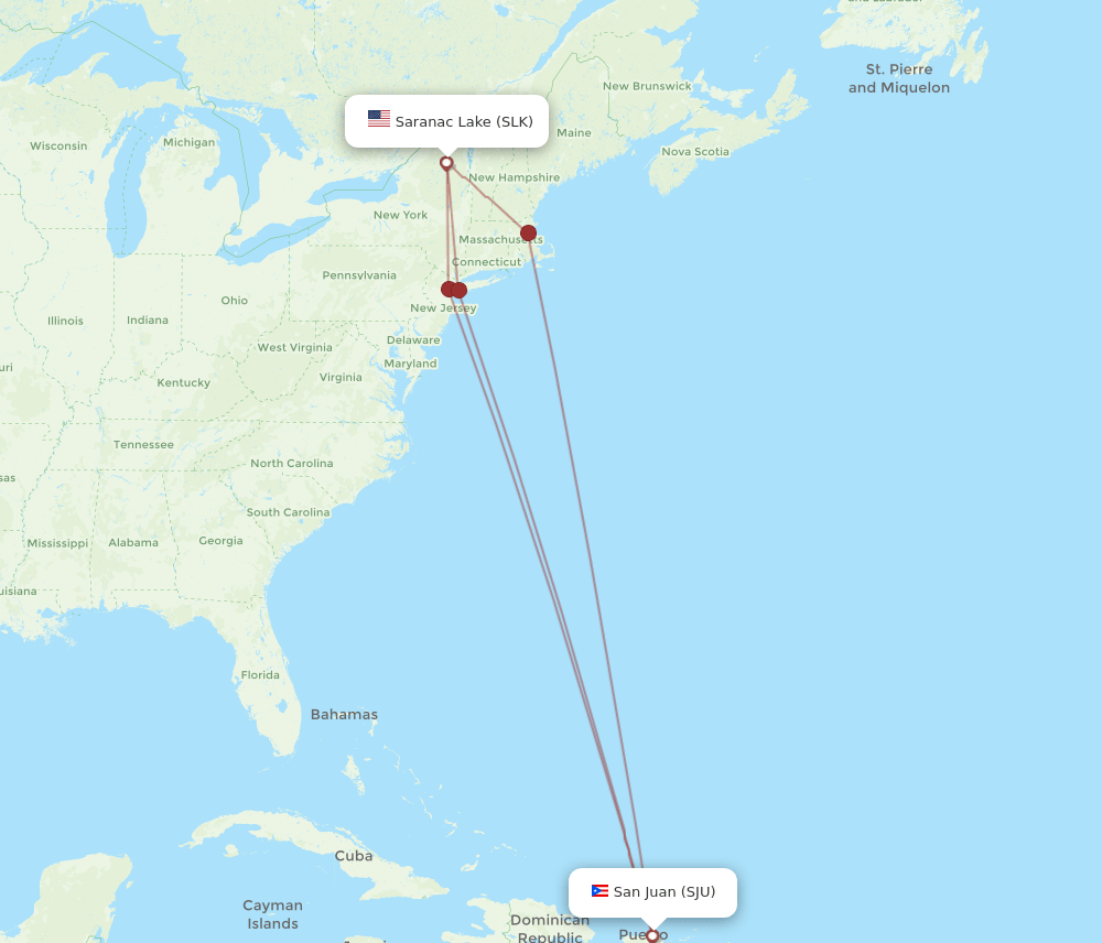 SJU-SLK flight routes
