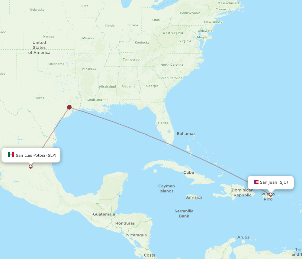 SJU to SLP flights and routes map