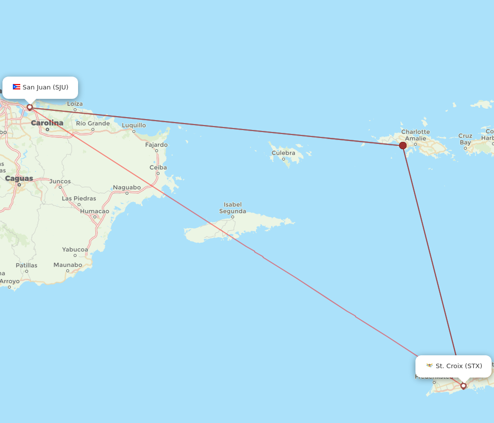 SJU to STX flights and routes map