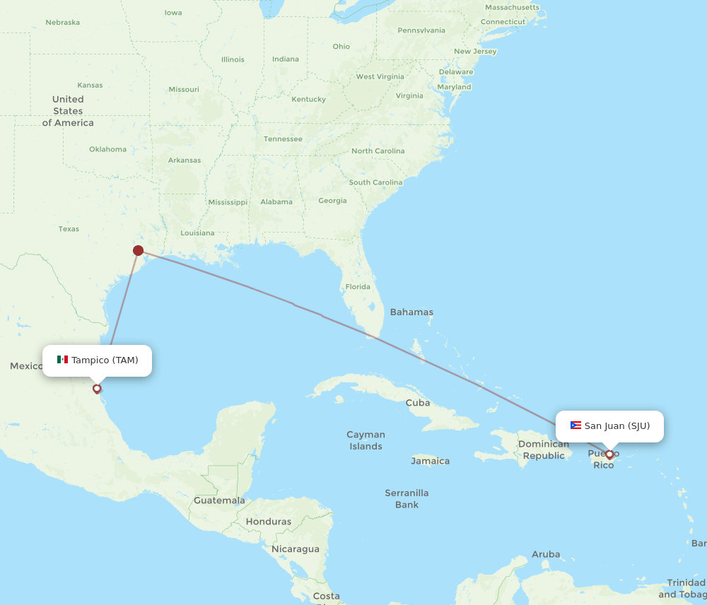 SJU to TAM flights and routes map
