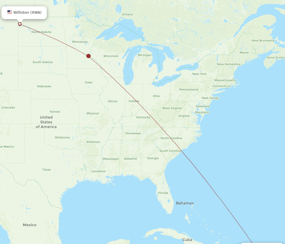 SJU-XWA flight routes