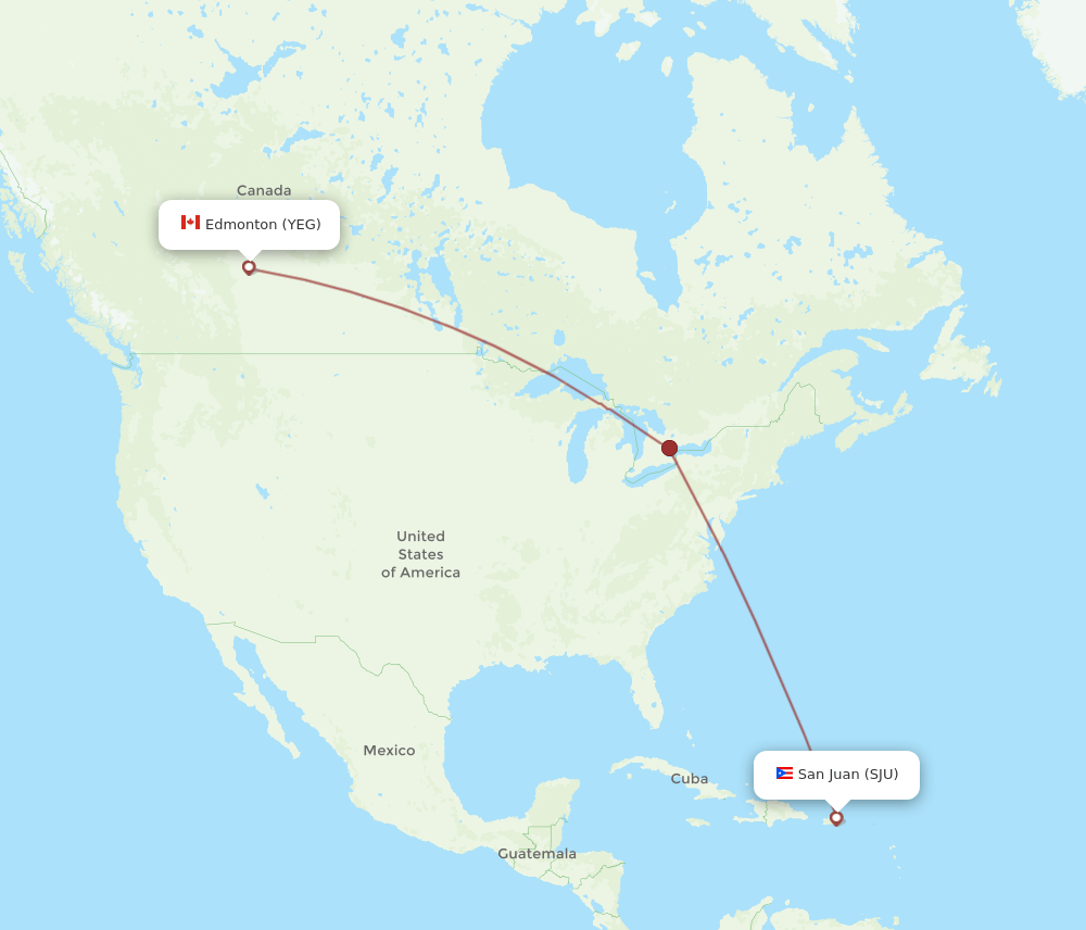 SJU-YEG flight routes