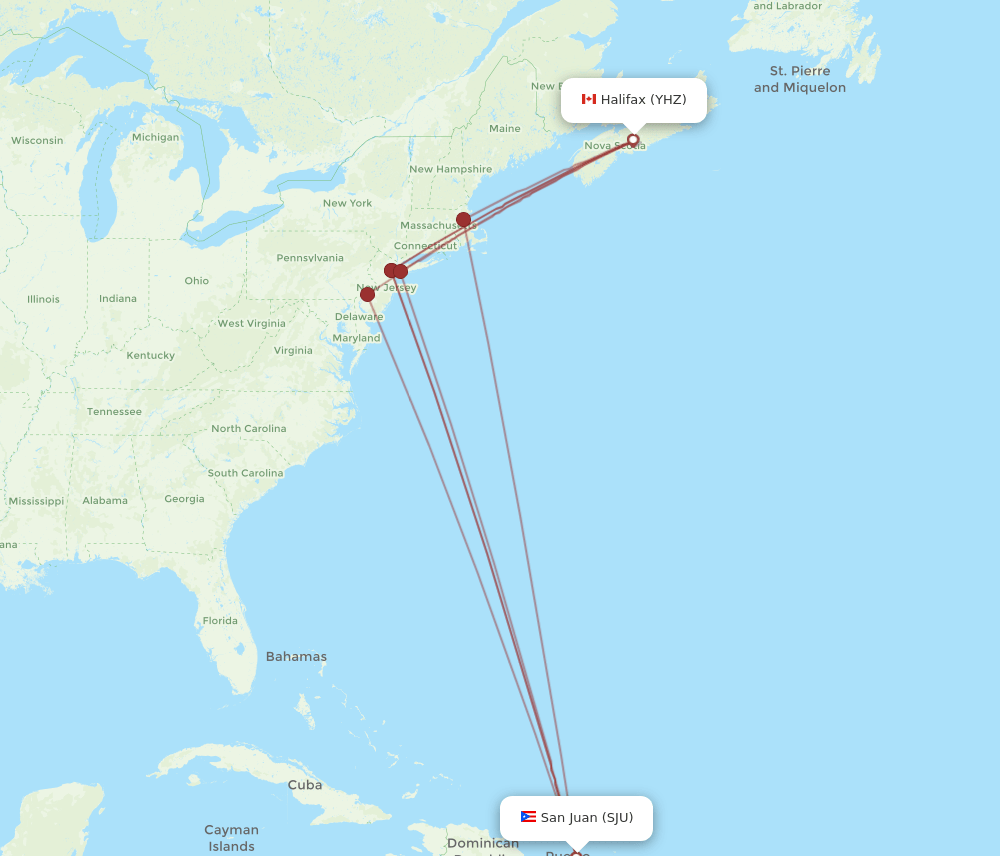 SJU-YHZ flight routes