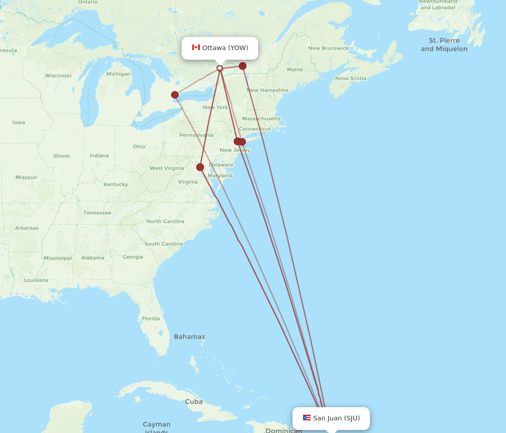 SJU-YOW flight routes