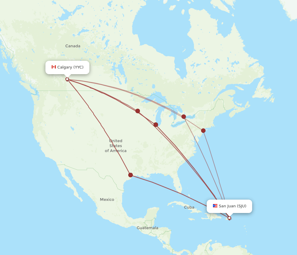 Calgary - San Juan route map and flight paths