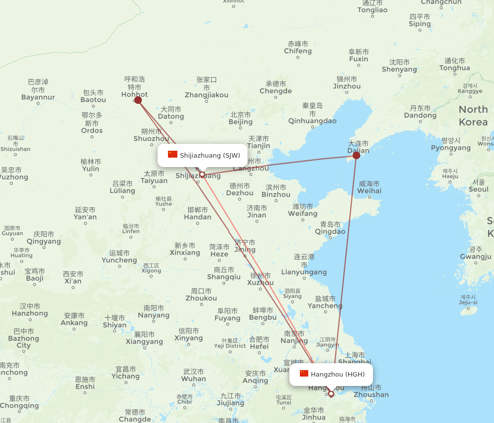 SJW-HGH flight routes