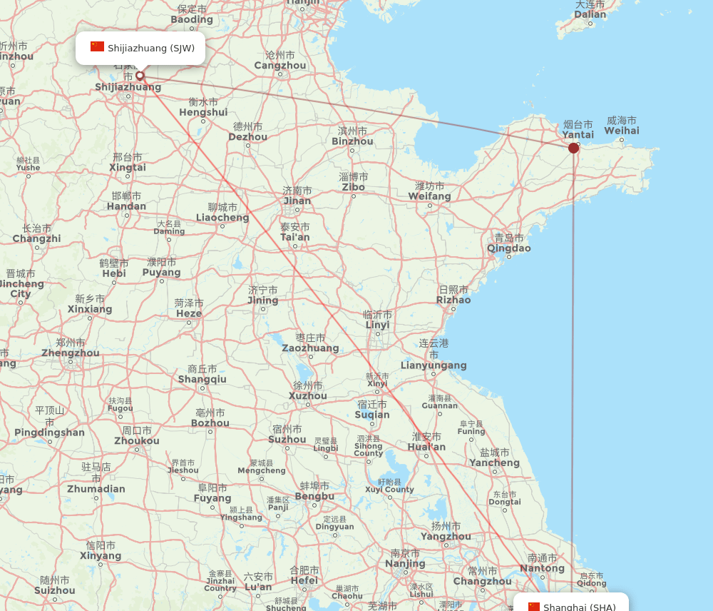 SJW to SHA flights and routes map