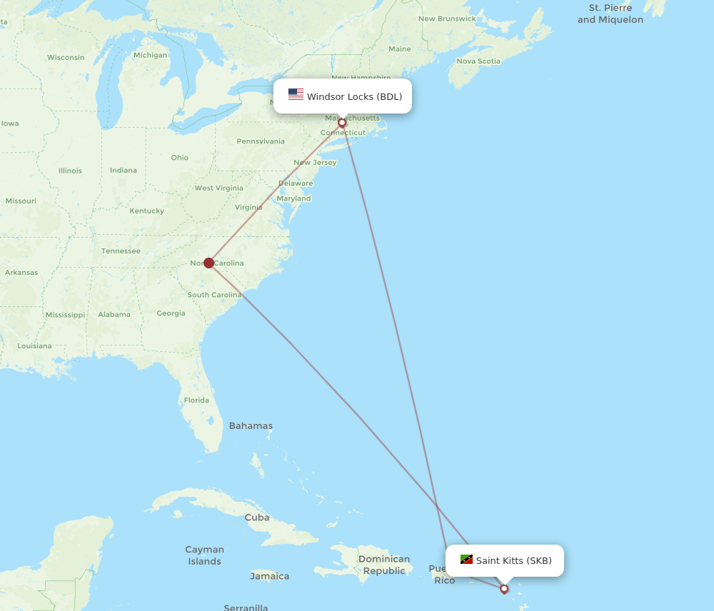 SKB-BDL flight routes