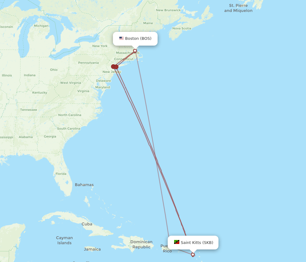 SKB-BOS flight routes