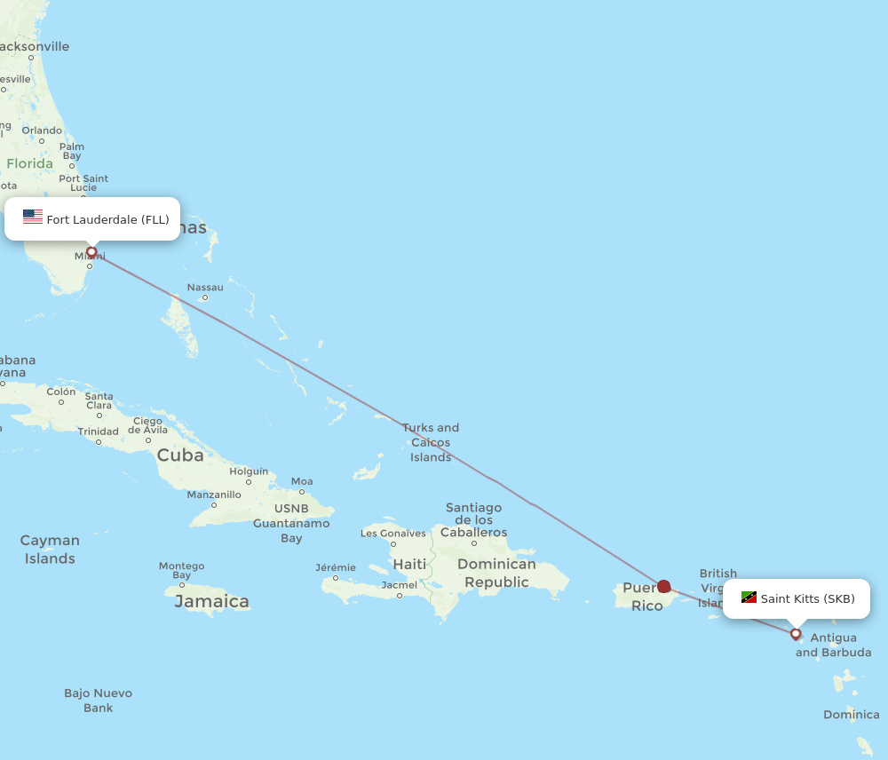 SKB to FLL flights and routes map