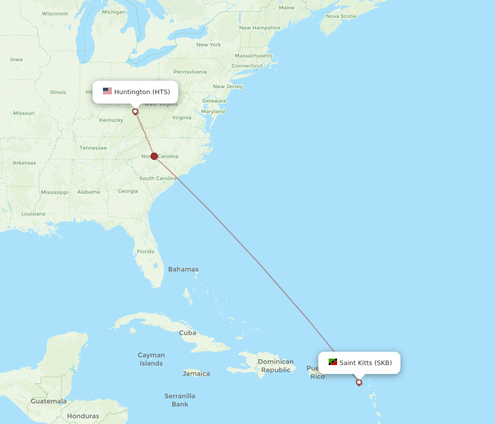 Flights from Saint Kitts to Huntington, SKB to HTS - Flight Routes