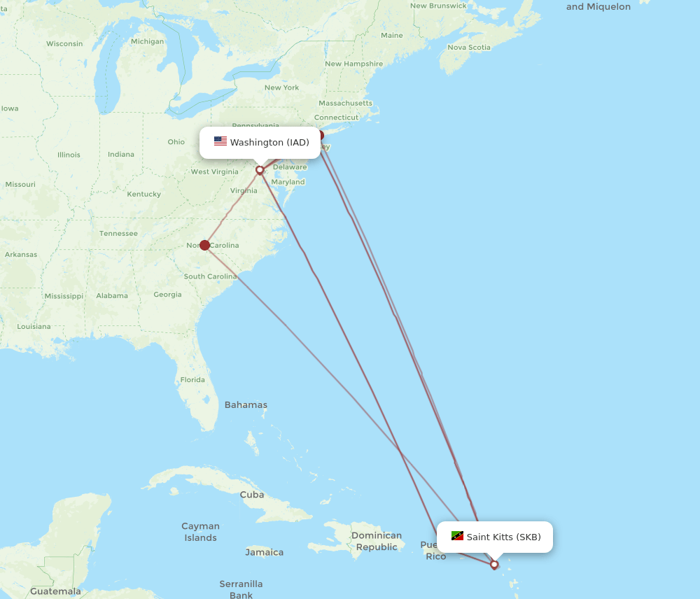 SKB-IAD flight routes