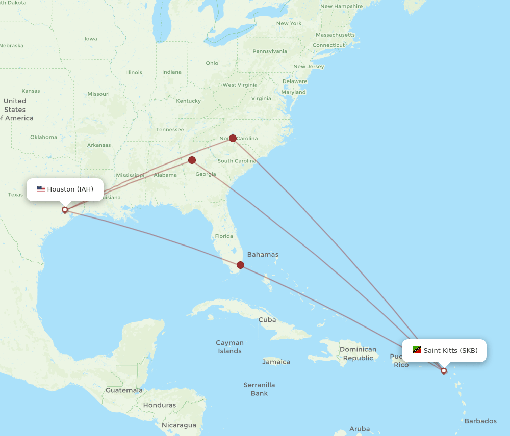 SKB-IAH flight routes