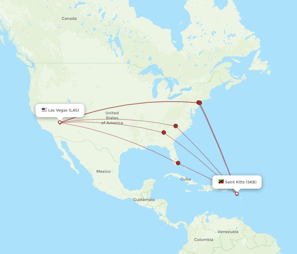SKB to LAS flights and routes map