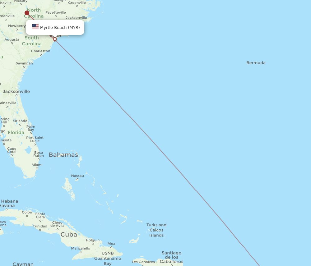 SKB-MYR flight routes