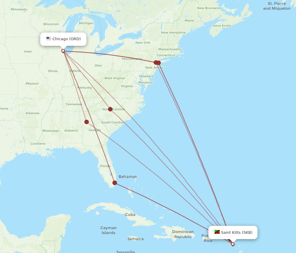 SKB-ORD flight routes