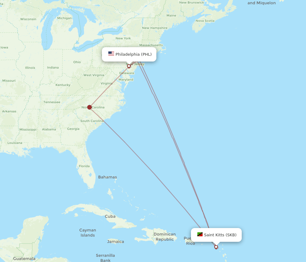 SKB-PHL flight routes