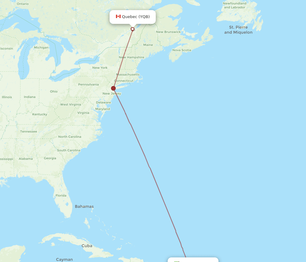 SKB-YQB flight routes