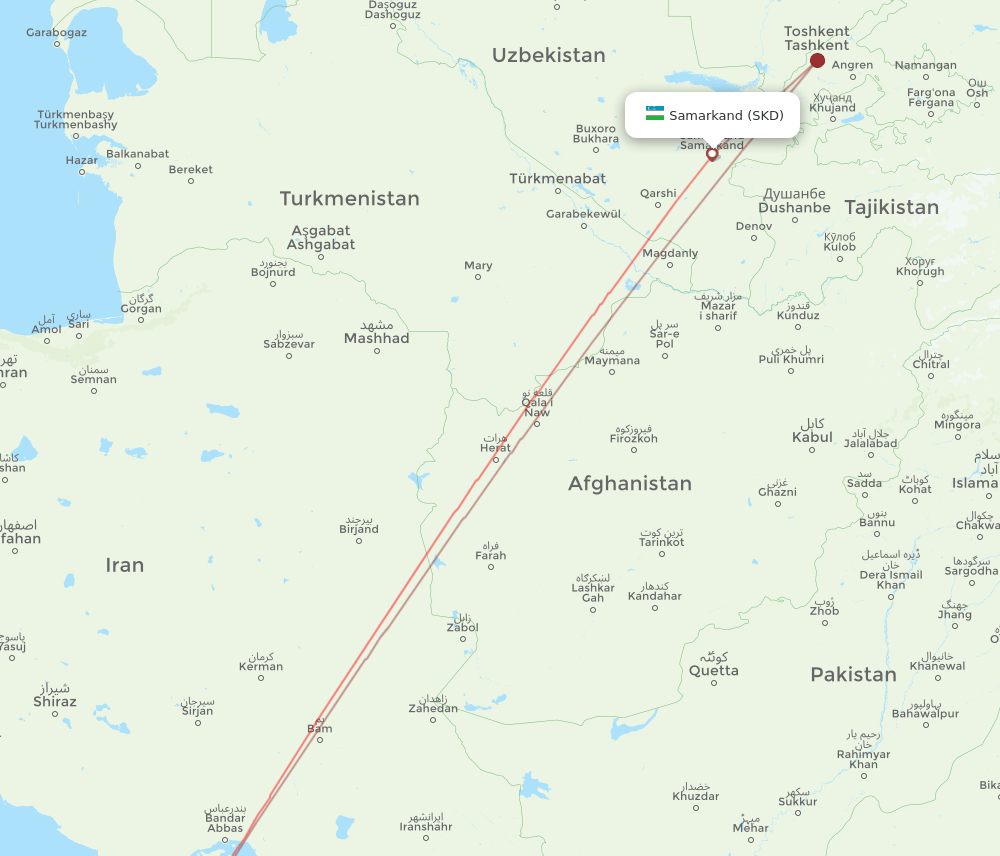 SKD-DXB flight routes