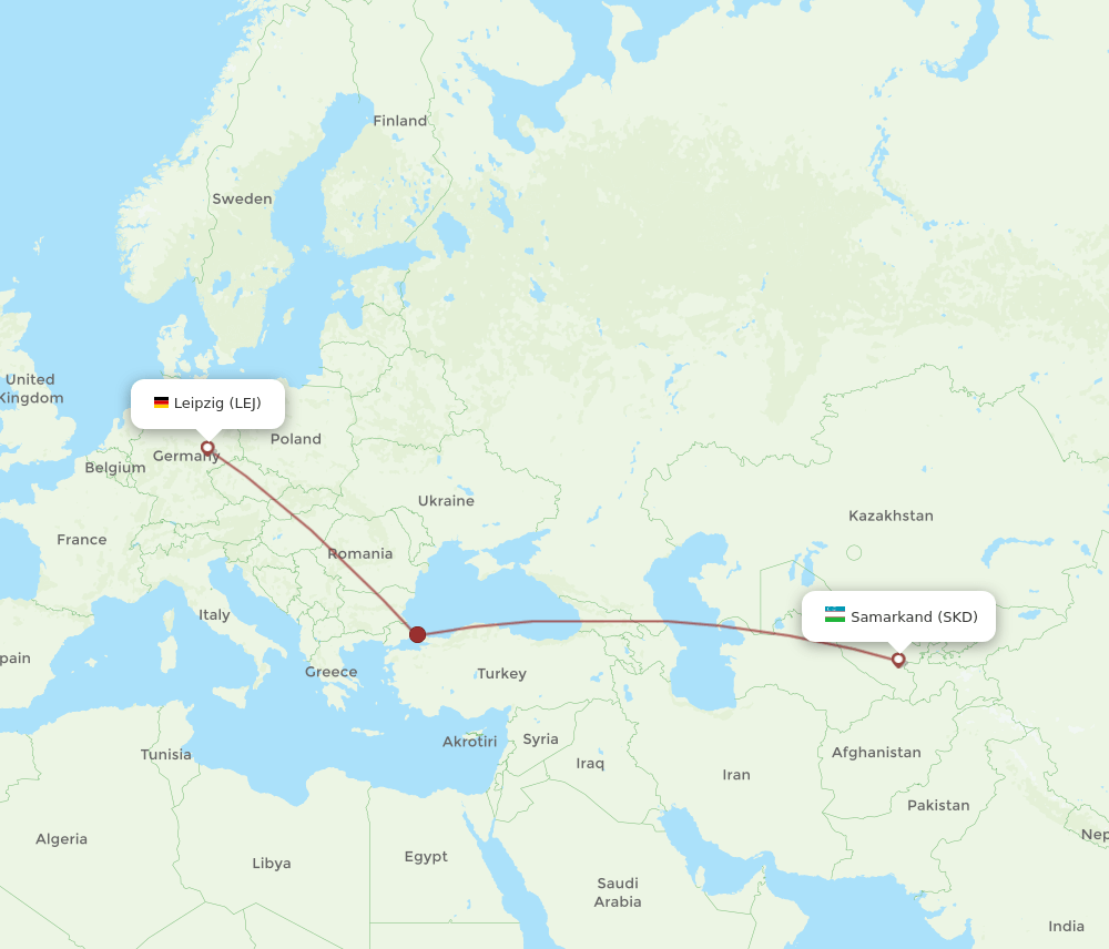 SKD-LEJ flight routes