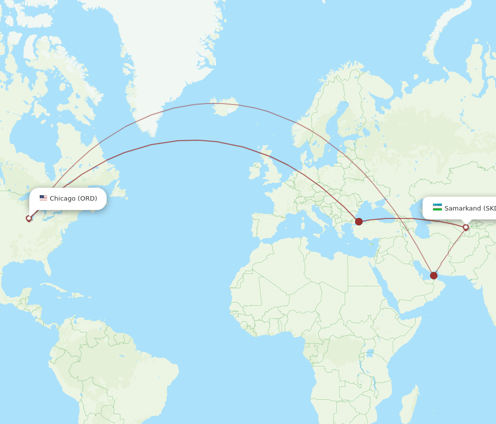 SKD-ORD flight routes