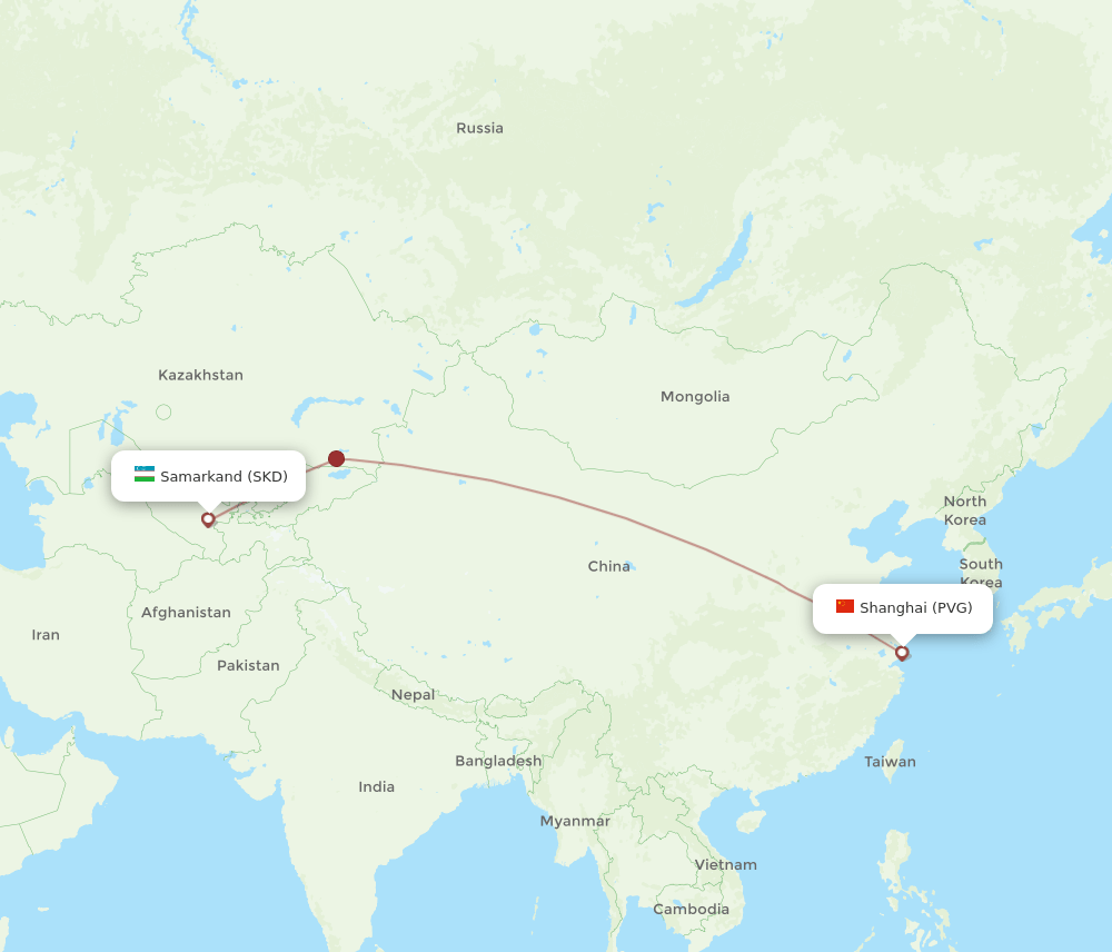 SKD to PVG flights and routes map