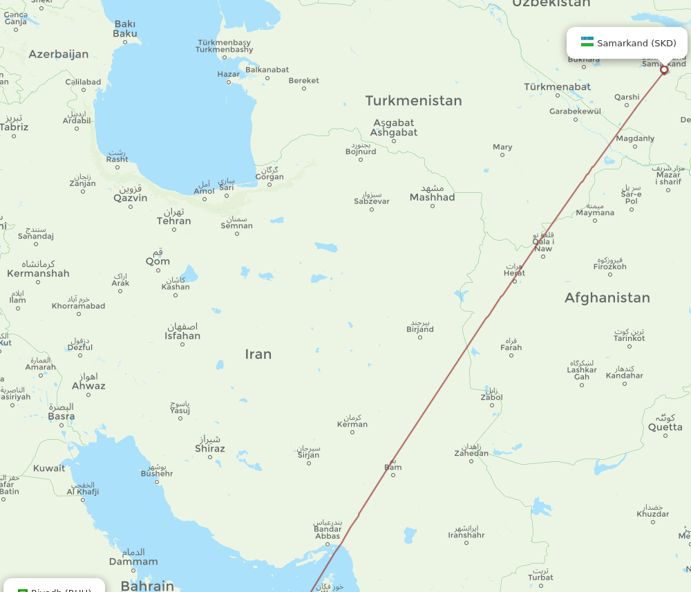 SKD-RUH flight routes
